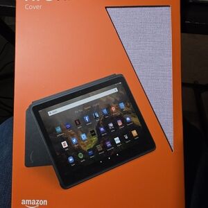 Amazon Fire Tablet with Black and Orange Cover